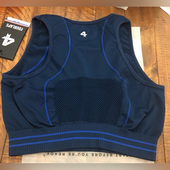 NWT FourLaps Breathe Seamless Sports Bra in Midnight/Azure Blue - Size M/L - Picture 2 of 6